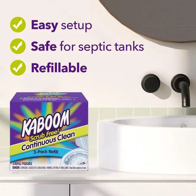 Alt view image 4 of 7 - Scrub Free! Continuous Clean with OxiClean, 3-Pack Refill | Continuous Toilet Bowl Cleaner, Scrub Free, Safe for Septic Systems
