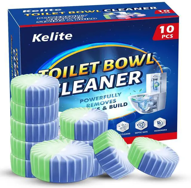 Main image of Automatic Toilet Bowl Cleaner Tablets, 10 Pack Long-Lasting Toilet Tank Cleaner for Bathroom, Blue Water Freshener, Prevents Stains & Odor, Safe for All Toilets - 10 Pack (Green+Blue)