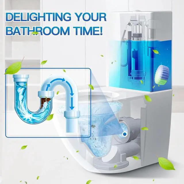 Alt view image 6 of 7 - Automatic Toilet Bowl Cleaner Tablets, 10 Pack Long-Lasting Toilet Tank Cleaner for Bathroom, Blue Water Freshener, Prevents Stains & Odor, Safe for All Toilets - 10 Pack (Green+Blue)