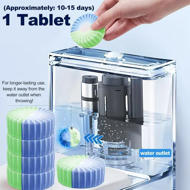 Alt view image 5 of 7 - Automatic Toilet Bowl Cleaner Tablets, 10 Pack Long-Lasting Toilet Tank Cleaner for Bathroom, Blue Water Freshener, Prevents Stains & Odor, Safe for All Toilets - 10 Pack (Green+Blue)