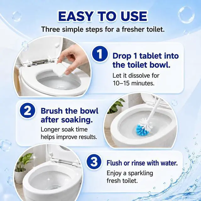 Alt view image 4 of 7 - Toilet Bowl Cleaner Tablets with Bleach, 24 Pcs | Toilet Bowl Cleaner Tablets with Bleach, Helps Remove Stains & Odors, Bathroom Cleaning Supplies