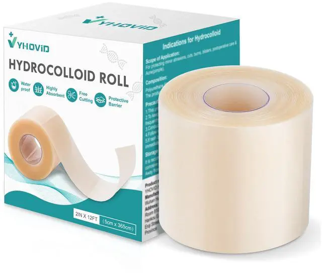 Main image of Hydrocolloid Roll for Wound Care, Hydrocolloid Patch Bandages with Self-Adhesive, Bed Sore Bandages, Highly Absorbent & Waterproof for Burn, Blister, Acne Care, First Aid Kit Essential (2in x 12ft)