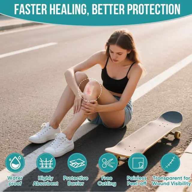 Alt view image 3 of 7 - Hydrocolloid Roll for Wound Care, Hydrocolloid Patch Bandages with Self-Adhesive, Bed Sore Bandages, Highly Absorbent & Waterproof for Burn, Blister, Acne Care, First Aid Kit Essential (2in x 12ft)