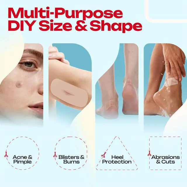 Alt view image 5 of 7 - Hydrocolloid Roll for Wound Care - Cut-to-Size, Hydrocolloid Patch Bandages with Self-Adhesive, Ultra Absorbent & Waterproof, First Aid Kit Essential (11.8mil/ 0.3mm Thickness, 2in*16ft)