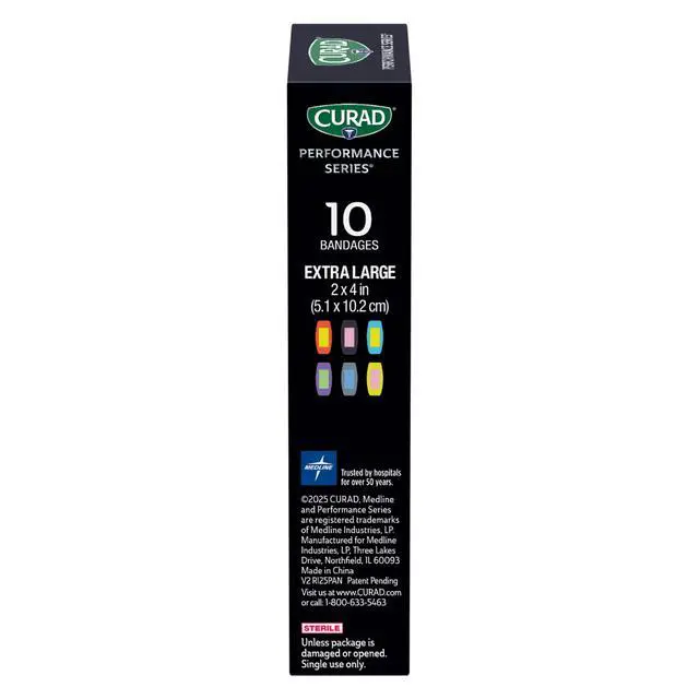 Alt view image 5 of 7 - Performance Series® Extra Large Antibacterial Bandages, 30 Count | 2 in x 4 in Flexible Fabric Bandages for Cuts, Scrapes & Burns, Assorted Colors, Extreme Hold Adhesive Technology, 3 Boxes