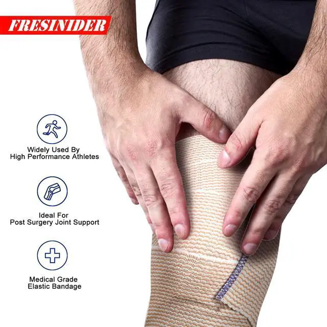 Alt view image 7 of 7 - Premium Elastic Bandage Wrap 4 Inch, 6 Pack, Hook and Loop | All-Purpose 4-Inch Cotton Compression Wrap for Knee, Calf and Elbow; Secure Ends for Sprains, Swelling and Sports Recovery