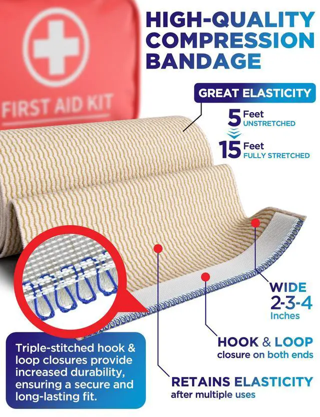 Alt view image 3 of 7 - Premium Elastic Bandage Wrap - 6pack (2x2in, 2x3in, 2x4in) - Self-Closing | Strong Compression Bandage Wrap for Leg, Ankles, Wrists, and Knees - For First Aid Kit and After Surgery Recovery