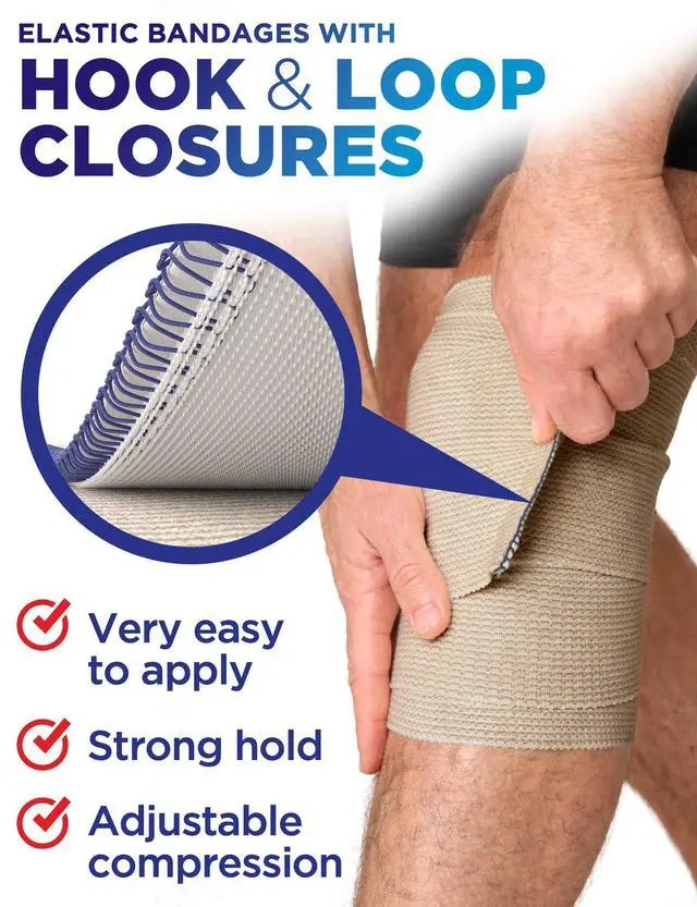 Alt view image 4 of 7 - Premium Elastic Bandage Wrap - 6pack (2x2in, 2x3in, 2x4in) - Self-Closing | Strong Compression Bandage Wrap for Leg, Ankles, Wrists, and Knees - For First Aid Kit and After Surgery Recovery
