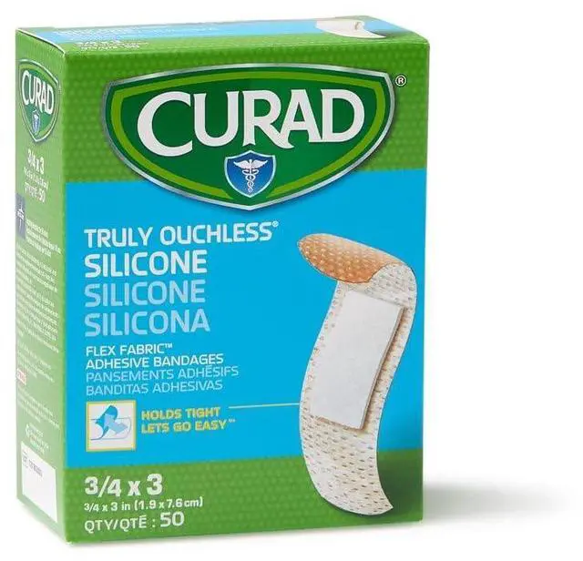 Alt view image 2 of 7 - Truly Ouchless Silicone Adhesive Bandages, Fabric Bandages, For Delicate Sensitive Skin, 3/4X3 (50 Count)