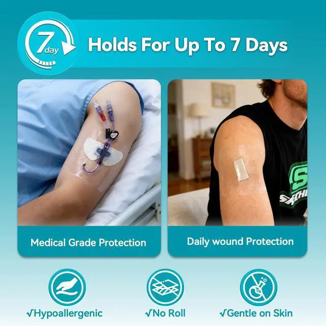 Alt view image 3 of 7 - Transparent Film Dressing 50 Packs, Waterproof Adhesive Clear Bandages 4 in x 5 in, Wound Cover for IV Shield, Tattoo Aftercare Bandage,Clear Bandage Tape for Wound Care