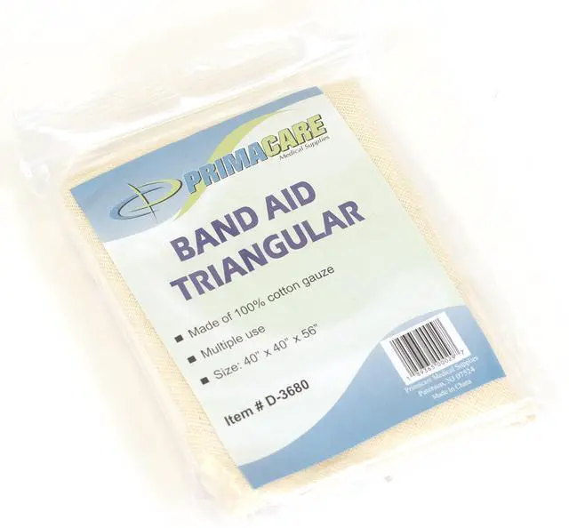Alt view image 6 of 7 - D-3680 First Aid Triangular Splint Bandage with Safety Pins for Sprain and Broken Bones Support, Latex Free Non-Woven Cotton, 40x40x56 (Pack of 12)