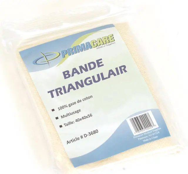 Alt view image 7 of 7 - D-3680 First Aid Triangular Splint Bandage with Safety Pins for Sprain and Broken Bones Support, Latex Free Non-Woven Cotton, 40x40x56 (Pack of 12)