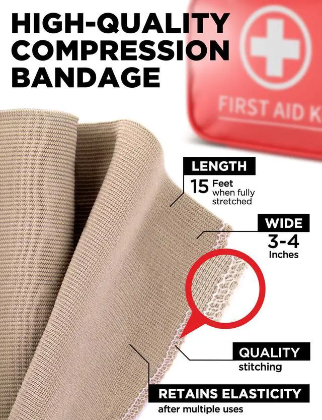 Alt view image 2 of 7 - Premium Elastic Bandage Wrap - 4pk (2x3in, 2x4in) + 12 Extra Clips - Strong Compression Bandage Wrap for Leg, Arm, Wrists, Elbow, Ankles, Feet and Knees - for First Aid Kit and After Surgery Recovery