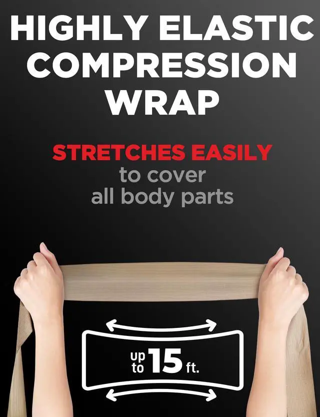 Alt view image 3 of 7 - Premium Elastic Bandage Wrap - 4pk (2x3in, 2x4in) + 12 Extra Clips - Strong Compression Bandage Wrap for Leg, Arm, Wrists, Elbow, Ankles, Feet and Knees - for First Aid Kit and After Surgery Recovery