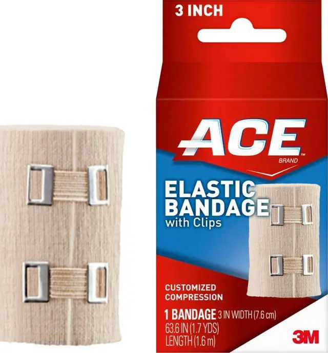 Main image of 3 Inch Elastic Bandage with Clips, Beige, Great for Elbow, Ankle, Knee and More, Ideal for Sports, Comfortable design with soft feel, Wash and Reuse