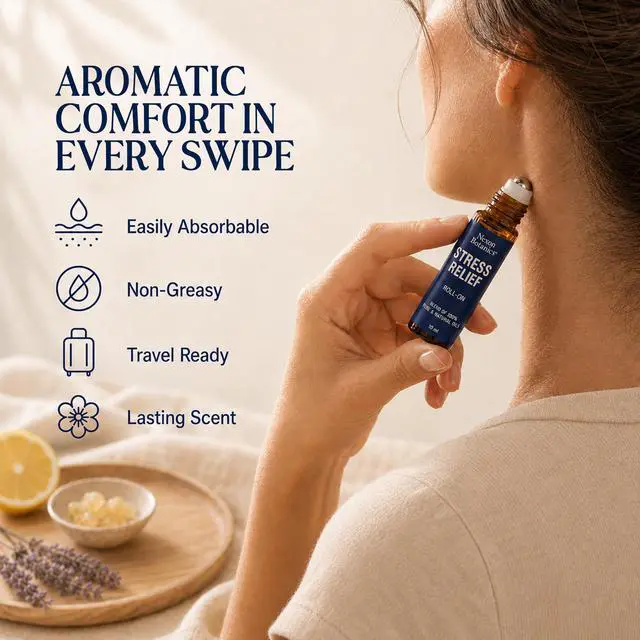 Alt view image 2 of 7 - Stress Relief Essential Oil Roll-On 10 ml for Aromatherapy and Relaxation | Pre-Diluted Blend of Calming Essential Oils with Lavender, Geranium & Frankincense Oils