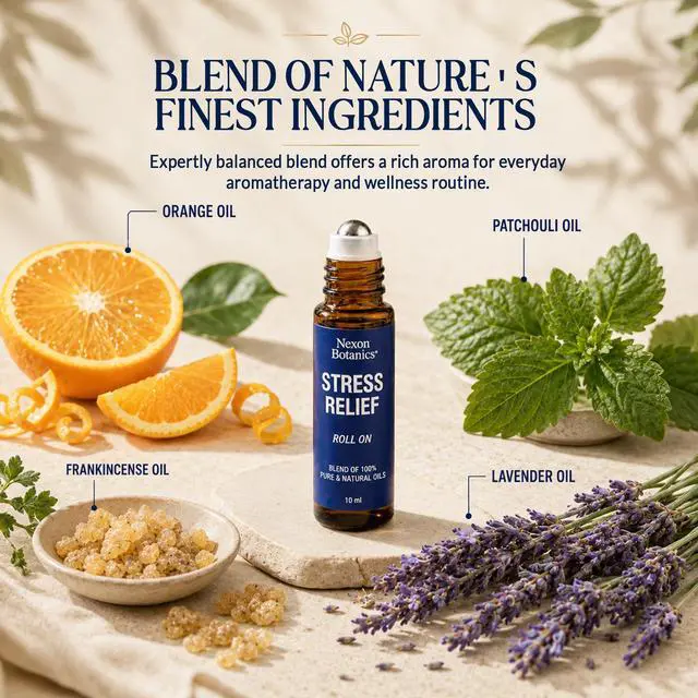 Alt view image 4 of 7 - Stress Relief Essential Oil Roll-On 10 ml for Aromatherapy and Relaxation | Pre-Diluted Blend of Calming Essential Oils with Lavender, Geranium & Frankincense Oils