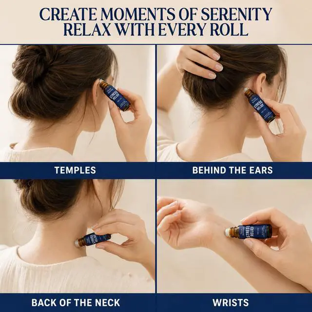 Alt view image 5 of 7 - Stress Relief Essential Oil Roll-On 10 ml for Aromatherapy and Relaxation | Pre-Diluted Blend of Calming Essential Oils with Lavender, Geranium & Frankincense Oils