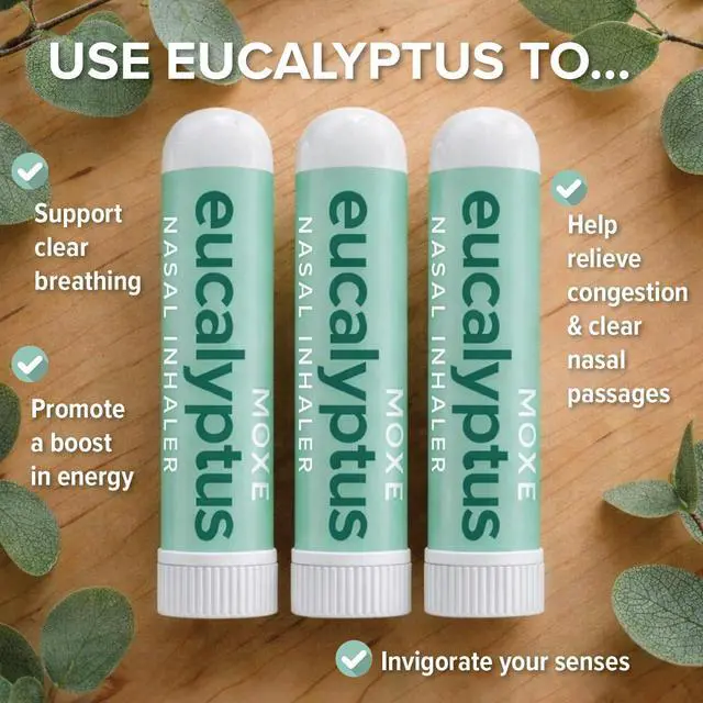 Alt view image 2 of 7 - Eucalyptus Essential Oil Nasal Inhaler, Sinus & Congestion Relief, Daily Relaxation, Stress Relief, Therapeutic No-Mess Aromatherapy, Pure and Natural, Made in USA (3 Pack) packaging may vary