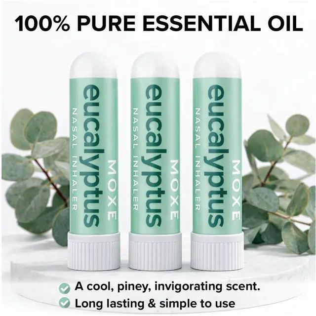 Alt view image 4 of 7 - Eucalyptus Essential Oil Nasal Inhaler, Sinus & Congestion Relief, Daily Relaxation, Stress Relief, Therapeutic No-Mess Aromatherapy, Pure and Natural, Made in USA (3 Pack) packaging may vary