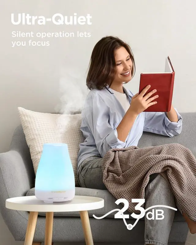 Alt view image 6 of 7 - Essential Oil Diffuser Ultrasonic Diffusers for Home, Basic White | Cool Mist Humidifier, Aromatherapy, Large Room, Run up to 8hrs, Waterless Auto Off, 7 Lights, Living Room, Quiet Operation