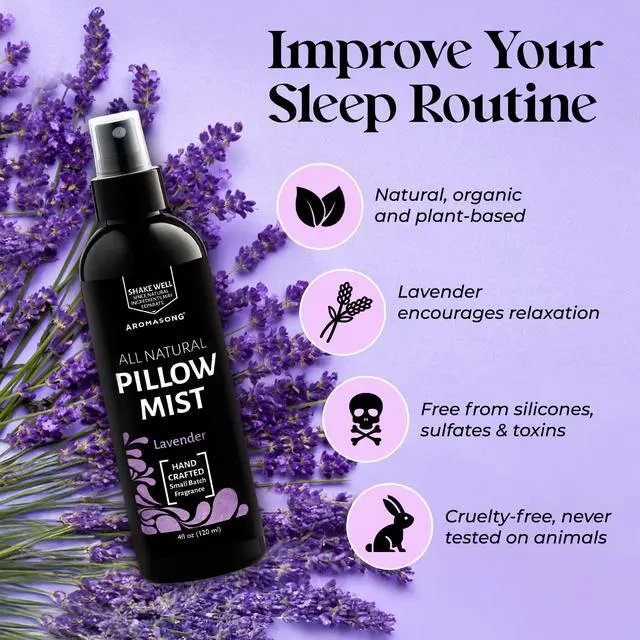 Alt view image 2 of 7 - Lavender Pillow Spray for Sleeping - All Natural Calming Linen & Bedtime Sleep Mist for Deep Sleep - Pillow Spray Aromatherapy with Botanical Essential Oils for Relaxing Stress