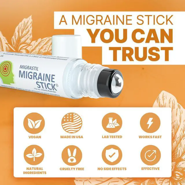 Alt view image 6 of 6 - Migrastil Migraine Stick Roll On, Peppermint Oil, Essential Oil Roller USA | With spearmint & lavender, fractionated coconut oil base | Temples, forehead, neck | 10ml glass bottle | TSA-ready, vegan