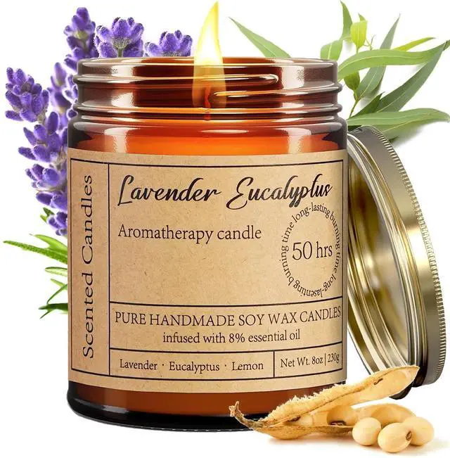 Main image of Lavender Eucalyptus Candles for Home Scented | Aromatherapy Candles for Relaxation Anxiety Stress Relief Non Toxic, Calming Candles Gifts for Women Soothing Relaxing Bath