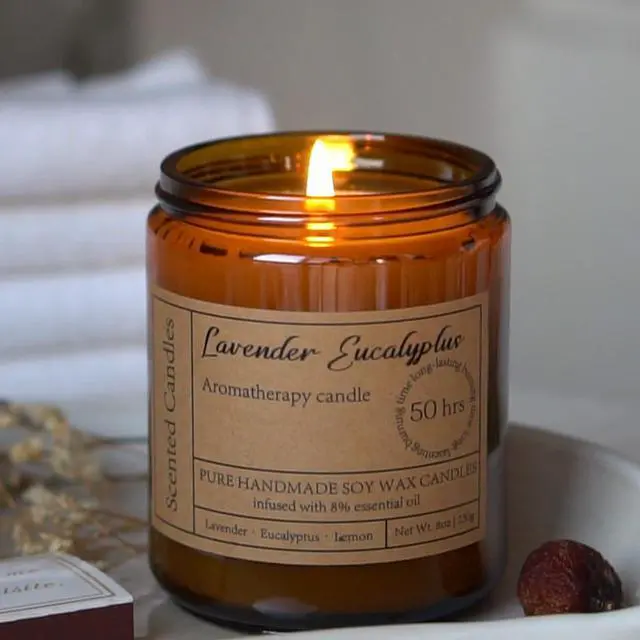 Alt view image 6 of 7 - Lavender Eucalyptus Candles for Home Scented | Aromatherapy Candles for Relaxation Anxiety Stress Relief Non Toxic, Calming Candles Gifts for Women Soothing Relaxing Bath