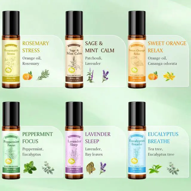 Alt view image 3 of 7 - Essential Oil Roll On for Self Care - Aromatherapy Oil Gift for Women Men, Portable Aromatherapy Blend for Relaxation - Self Care Gifts for Women Valentines Birthday Christmas Moms Day -6 x 10ml