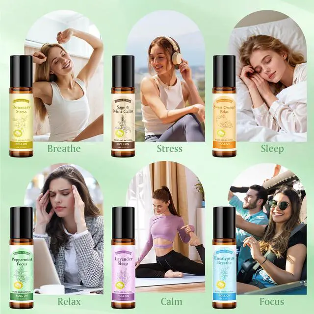 Alt view image 6 of 7 - Essential Oil Roll On for Self Care - Aromatherapy Oil Gift for Women Men, Portable Aromatherapy Blend for Relaxation - Self Care Gifts for Women Valentines Birthday Christmas Moms Day -6 x 10ml