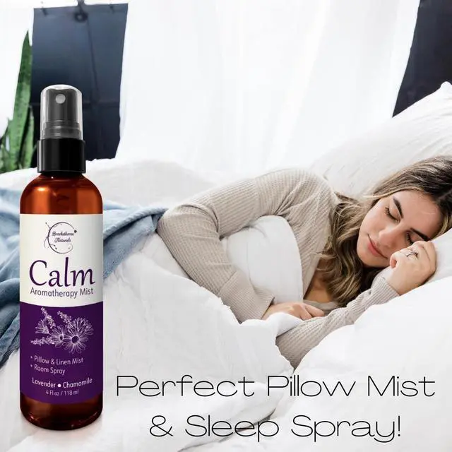 Alt view image 2 of 7 - Calm Aromatherapy Mist | Lavender Pillow Spray 4oz | Lavender & Chamomile Essential Oil room, linen & bed spray | Calming scent for Relaxation & Sleep | Paraben-free, made in USA