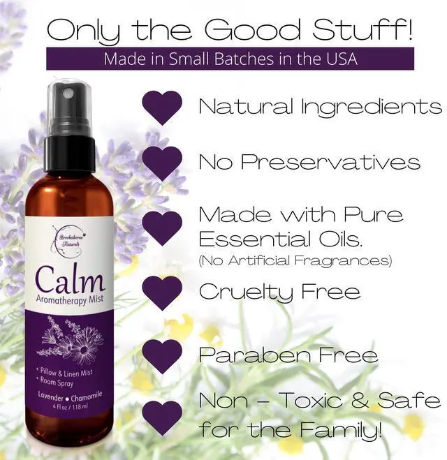 Alt view image 5 of 7 - Calm Aromatherapy Mist | Lavender Pillow Spray 4oz | Lavender & Chamomile Essential Oil room, linen & bed spray | Calming scent for Relaxation & Sleep | Paraben-free, made in USA