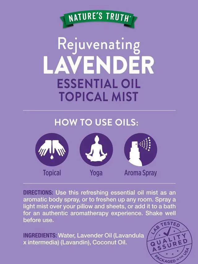 Alt view image 2 of 6 - Lavender Essential Oil Spray | 2.4 fl oz | Room Aroma Mist, Topical Use & Yoga