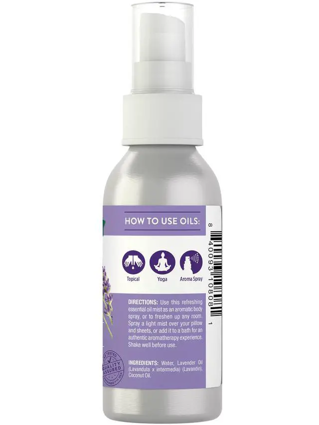 Alt view image 6 of 6 - Lavender Essential Oil Spray | 2.4 fl oz | Room Aroma Mist, Topical Use & Yoga