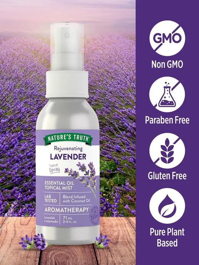 Alt view image 3 of 6 - Lavender Essential Oil Spray | 2.4 fl oz | Room Aroma Mist, Topical Use & Yoga