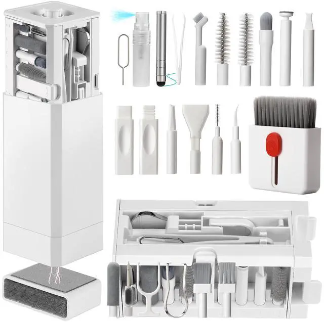 Main image of Cell Phone Cleaning Kit, iPhone Cleaning Kit for Charging Port Cleaner Keyboard Cleaning Kit for Airpods/Android/USB C/Earbuds/Laptop/iPad/Camera Lens with Stylus Pen (White)