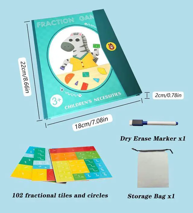 Alt view image 2 of 6 - Magnetic Fraction Educational Puzzle Fraction Tiles and Circles, Equip Magnetic Score Disk Demonstrator,Math Manipulatives Enhance Early Primary School Students Mathematical Skills