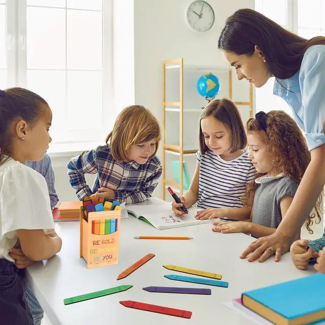 Alt view image 3 of 7 - 37 Pcs Back to School Flip Name Sticks Crayon Talking Flip Name Sticks with Pencil Holder for Student Grouping Teacher Educational Learning Supplies School Classroom Management Tools