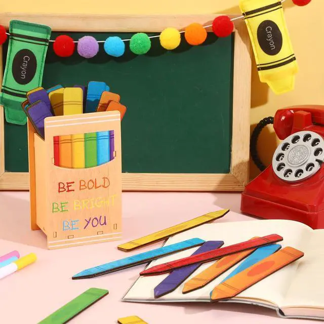 Alt view image 5 of 7 - 37 Pcs Back to School Flip Name Sticks Crayon Talking Flip Name Sticks with Pencil Holder for Student Grouping Teacher Educational Learning Supplies School Classroom Management Tools