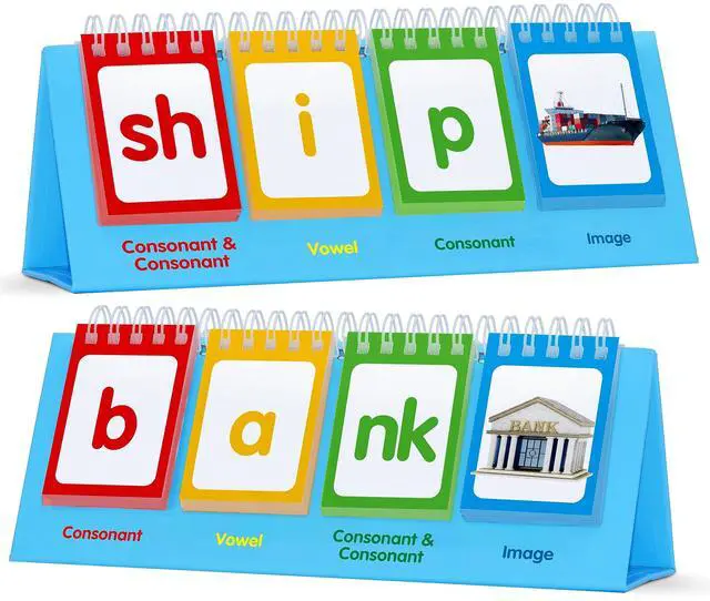 Main image of CVCC & CCVC Flip Charts, 40 Words Builder Phonic Games Freestanding Flip Chart Manipulative Spelling Toy Educational Learning Tool for Student Teacher School Supplies