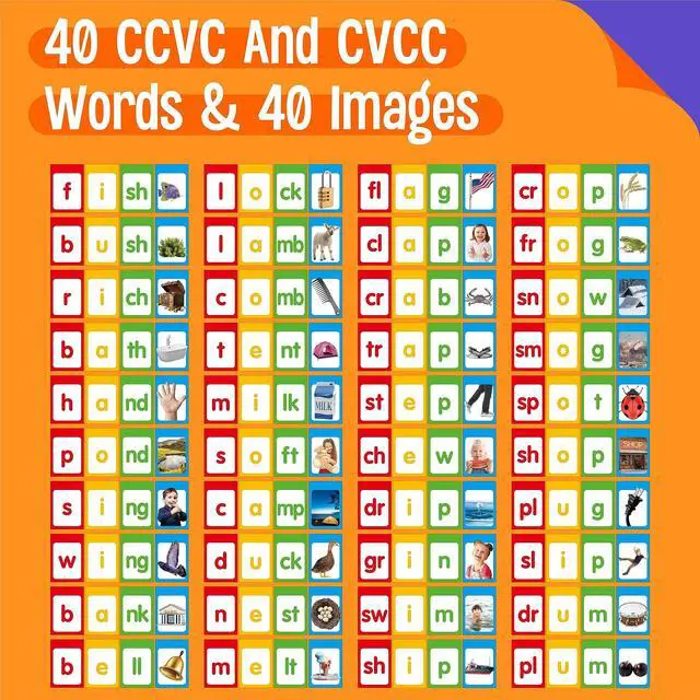 Alt view image 3 of 7 - CVCC & CCVC Flip Charts, 40 Words Builder Phonic Games Freestanding Flip Chart Manipulative Spelling Toy Educational Learning Tool for Student Teacher School Supplies