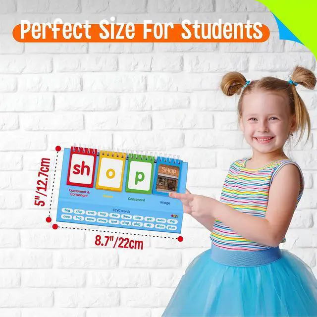 Alt view image 4 of 7 - CVCC & CCVC Flip Charts, 40 Words Builder Phonic Games Freestanding Flip Chart Manipulative Spelling Toy Educational Learning Tool for Student Teacher School Supplies