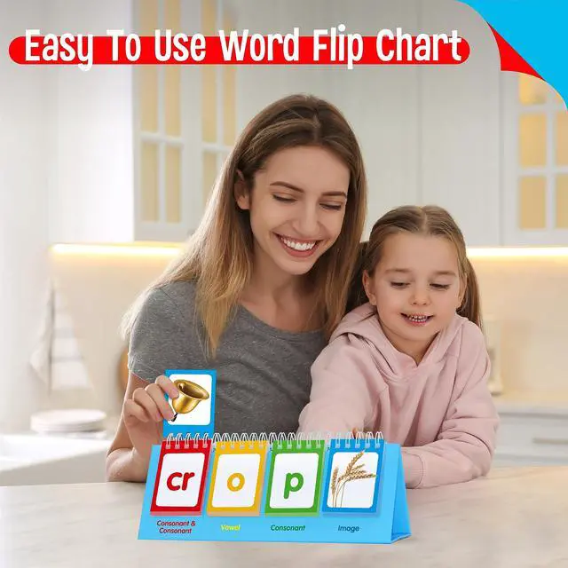 Alt view image 5 of 7 - CVCC & CCVC Flip Charts, 40 Words Builder Phonic Games Freestanding Flip Chart Manipulative Spelling Toy Educational Learning Tool for Student Teacher School Supplies