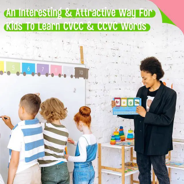 Alt view image 7 of 7 - CVCC & CCVC Flip Charts, 40 Words Builder Phonic Games Freestanding Flip Chart Manipulative Spelling Toy Educational Learning Tool for Student Teacher School Supplies