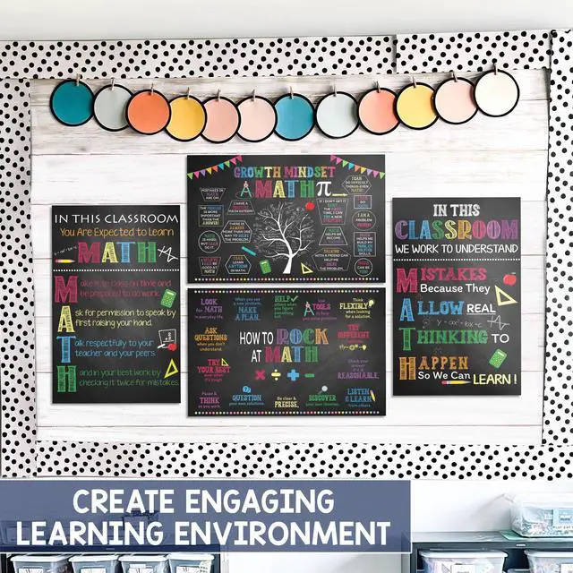 Alt view image 4 of 6 - Math Posters, 4 Pack 11x17 Classroom Chart for Teacher Elementary | Supplies for Students, Decorations for Elementary, Middle, High School, Mathematics Education, Essential Signs Must Haves