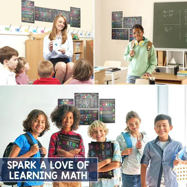 Alt view image 5 of 6 - Math Posters, 4 Pack 11x17 Classroom Chart for Teacher Elementary | Supplies for Students, Decorations for Elementary, Middle, High School, Mathematics Education, Essential Signs Must Haves