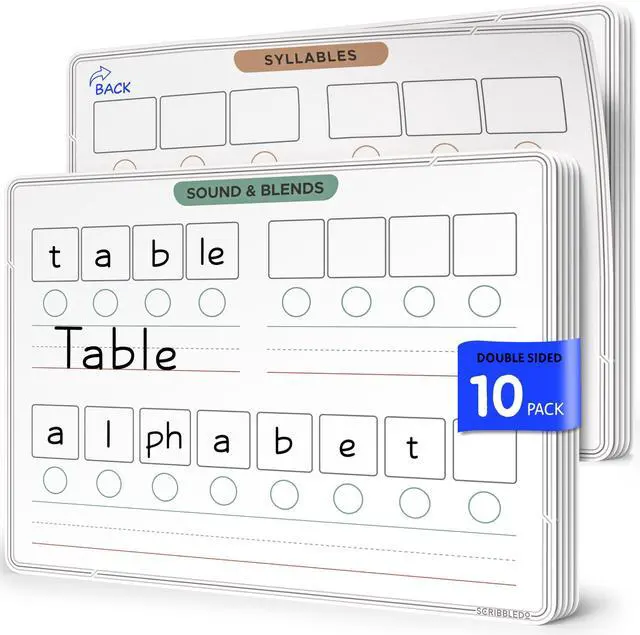 Main image of Phonemic Awareness Sounds & Blends Dry Erase Sheets 9x12 Phonics Learning English Syllables Letter Practice Homeschool Teacher Student Supplies Classroom Pack of 10