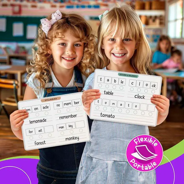 Alt view image 4 of 7 - Phonemic Awareness Sounds & Blends Dry Erase Sheets 9x12 Phonics Learning English Syllables Letter Practice Homeschool Teacher Student Supplies Classroom Pack of 10