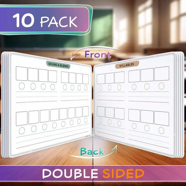 Alt view image 3 of 7 - Phonemic Awareness Sounds & Blends Dry Erase Sheets 9x12 Phonics Learning English Syllables Letter Practice Homeschool Teacher Student Supplies Classroom Pack of 10
